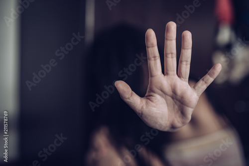 Human trafficking concept, End to violence against women.