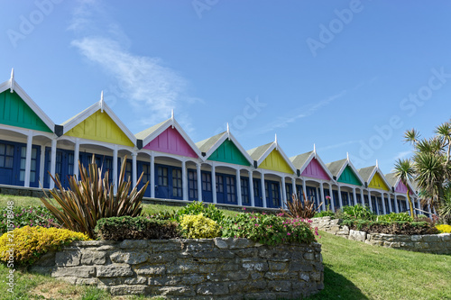 Beach Hut and Blue Sky in Dorset photo