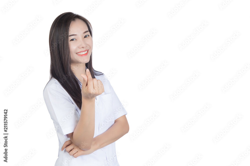 Smiling medical doctor woman isolated on white background. Asian doctor. Smiling medical doctor woman isolated on white background. Asian doctor.
