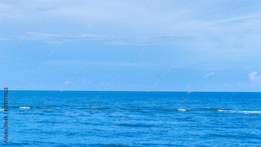 Perfect ocean and blue sky background.