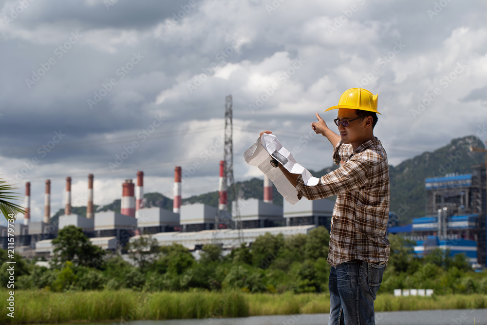 Engineers are looking at a plan to inspect a power plant