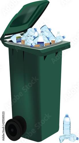 raccoglitore con coperchio verde per la raccolta differenziata plastica 