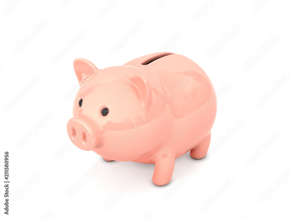 Piggy bank on the background. 3D illustration