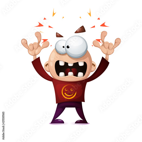 Funny, cute, crazy cartoon rock man Vector eps 10