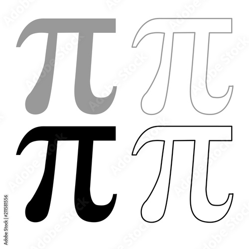 Symbol Pi icon outline set grey black color