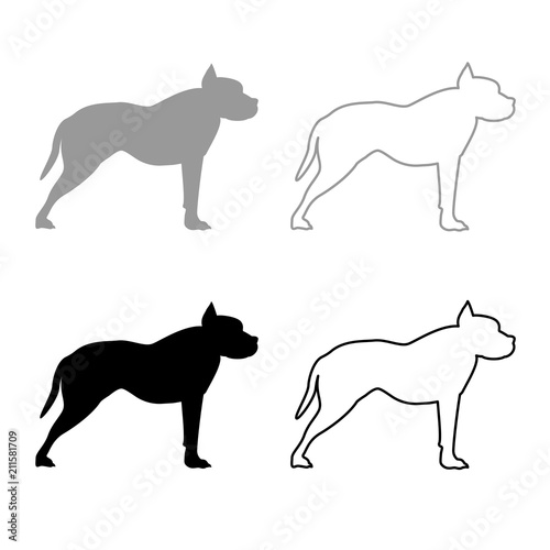 Pit bull terrier icon outline set grey black color