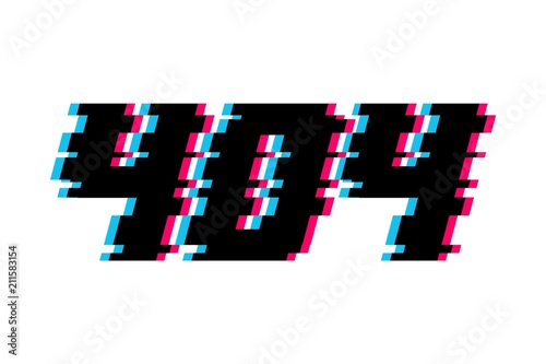 Digits 404 glitch on a white background badge symbol character nonexistent page in a web network vector image