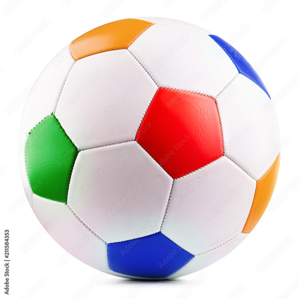 Leather soccer ball isolated on white background Leather soccer ball isolated on white background