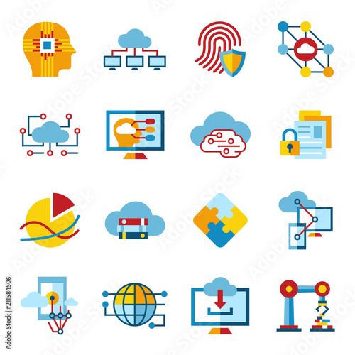 Digital vector artificial intelligence cloud icon