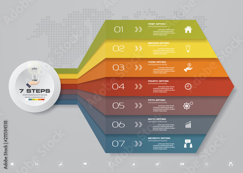 7 steps arrow infographic elements for data presentaton. EPS 10.