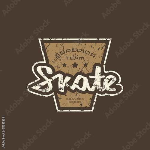Emblem with rough texture for skate club