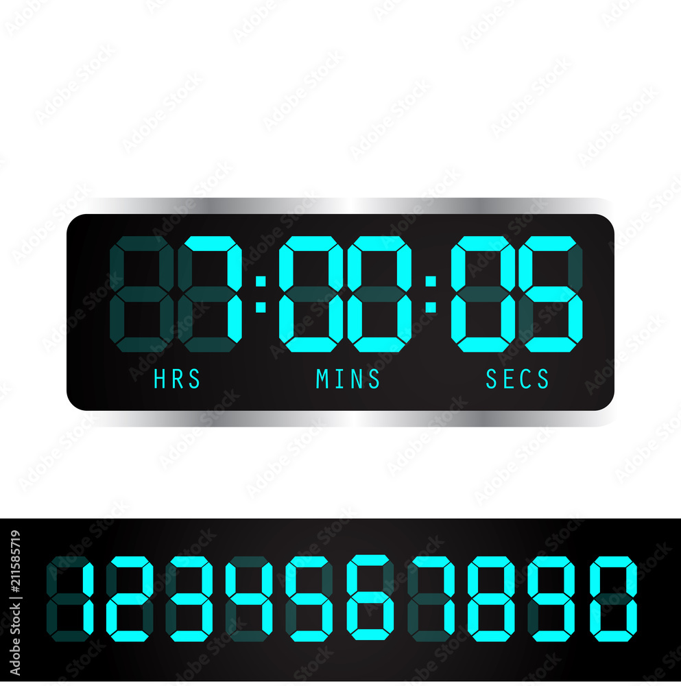 Vector electronic alarm icon. Timer clock. Digital time clock. Vector electronic alarm icon. Timer clock. Digital time clock.