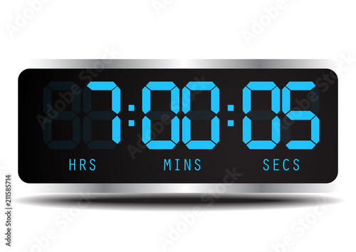 Vector electronic alarm icon. Timer clock. Digital time clock.