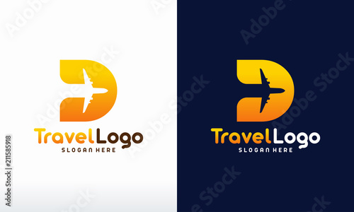 Modern D Initial Travel logo designs concept vector