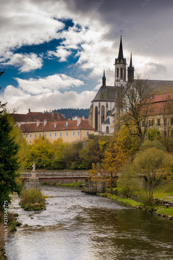 Old city view in fall. Czech krumlov. Traveling through Europe. The city in Czech Republic, sights. 


