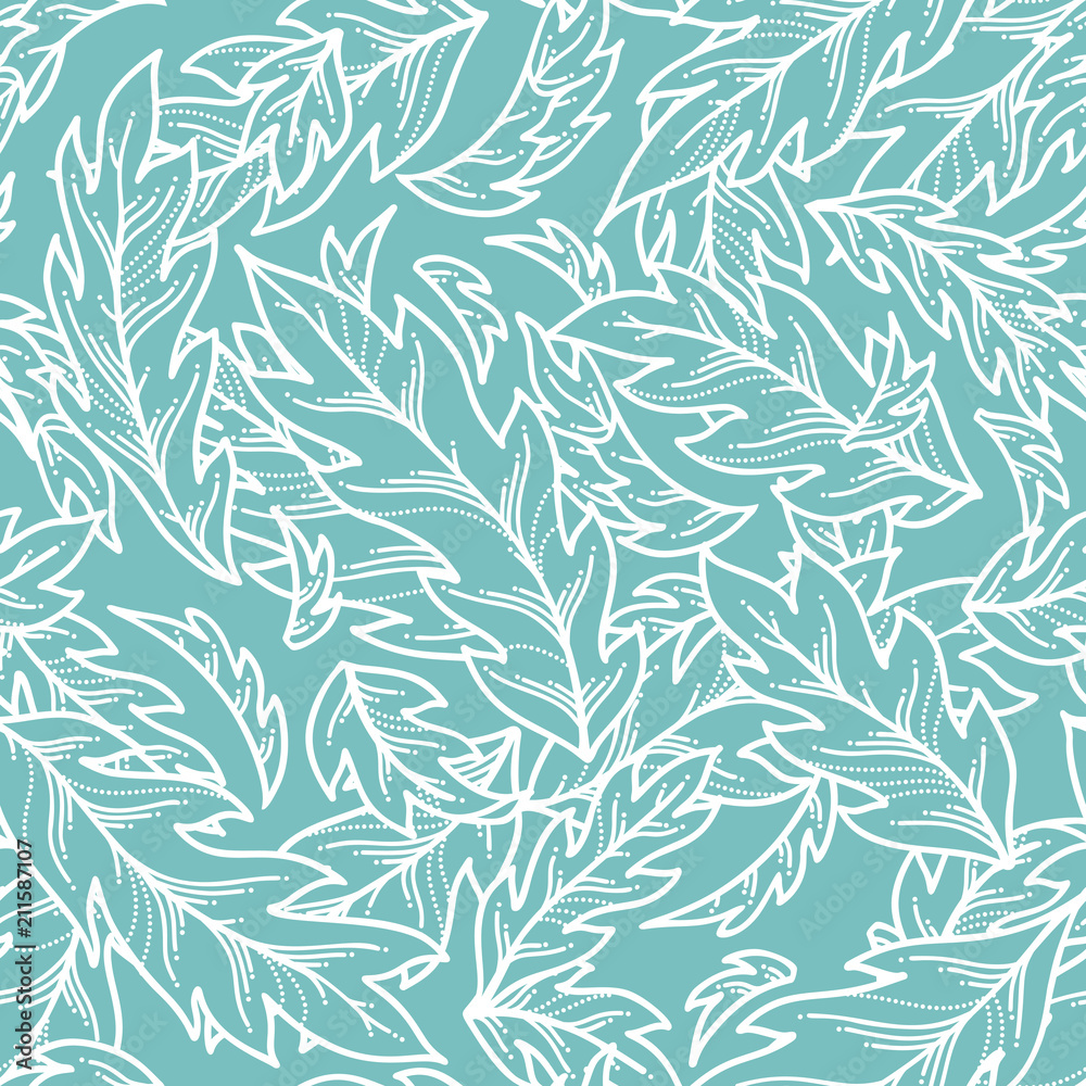 Vector seamless pattern of linear leaves. Vector seamless pattern of linear leaves.