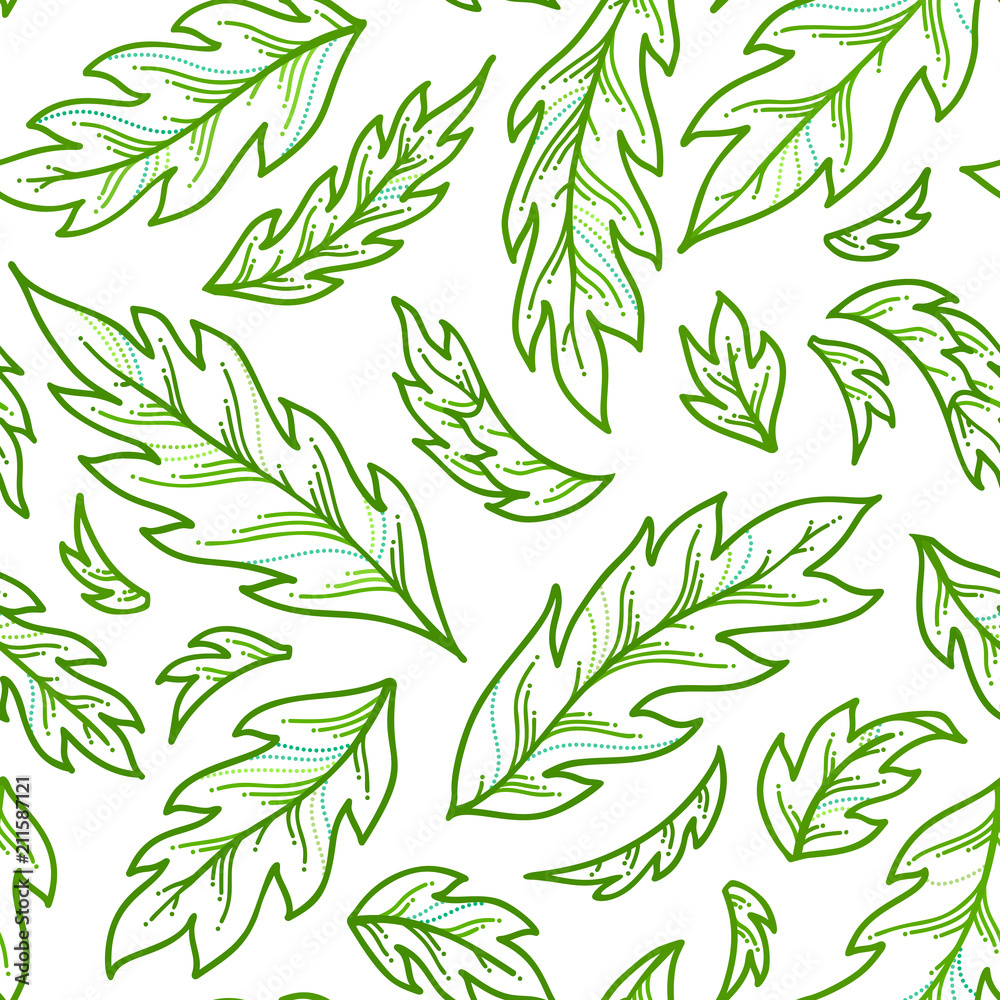 Fototapeta premium Vector seamless pattern of leaves.