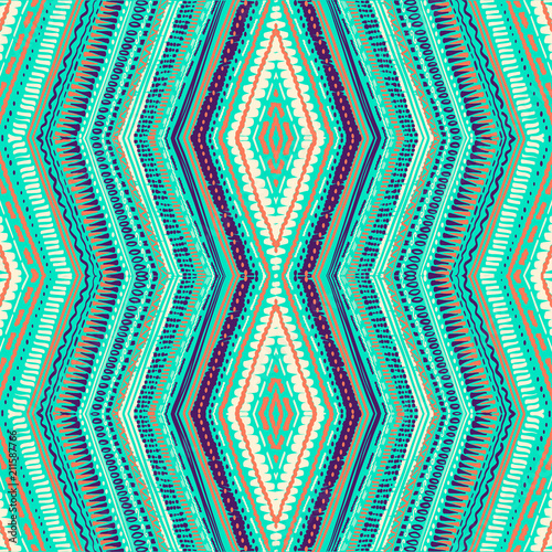 Abstract Ikat and boho style handcraft fabric pattern. Traditional Ethnic design for clothing and textile background, carpet or wallpaper