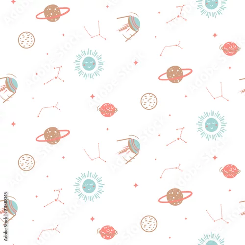 Tapety wzór z planetami w przestrzeni kosmicznej