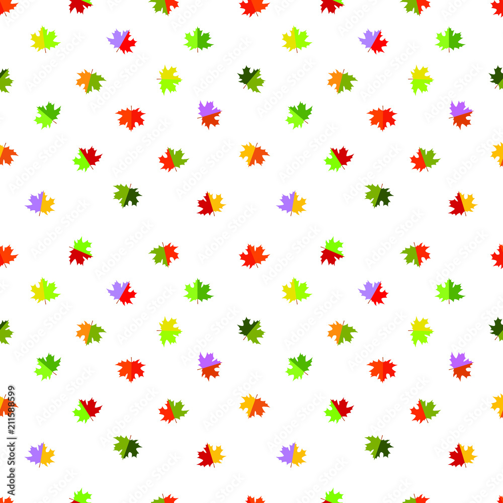 Autumn seamless pattern maple colorful leaves