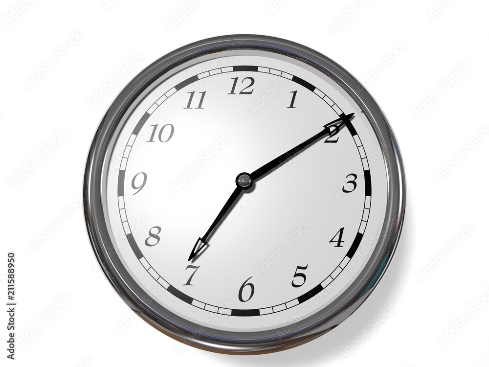Large clock face with hands that mark the hours on white background Large clock face with hands that mark the hours on white background