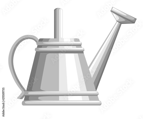 Gardening tool watering can. Metal flower can. Farming equipment flat style. Vector illustration isolated on white background
