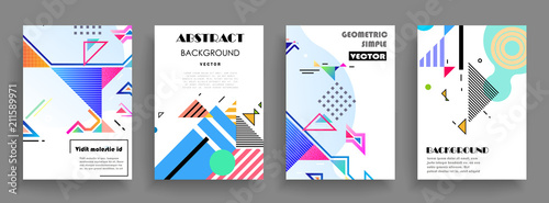 Covers templates set with graphic geometric elements. Applicable for brochures, posters, covers and banners. Vector illustrations.