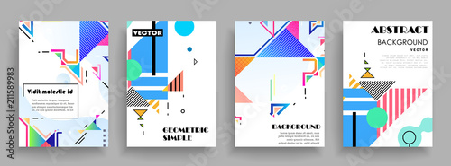 Covers templates set with graphic geometric elements. Applicable for brochures, posters, covers and banners. Vector illustrations.