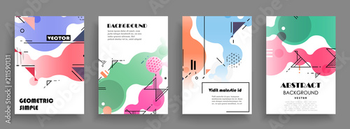 Covers templates set with graphic geometric elements. Applicable for brochures, posters, covers and banners. Vector illustrations.