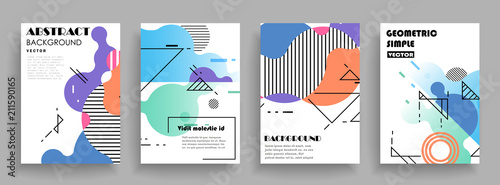 Covers templates set with graphic geometric elements. Applicable for brochures, posters, covers and banners. Vector illustrations.