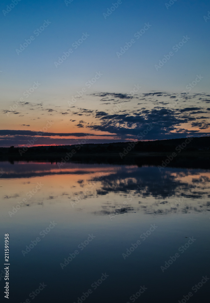 Sunset at Volga river in Kazan, Russia