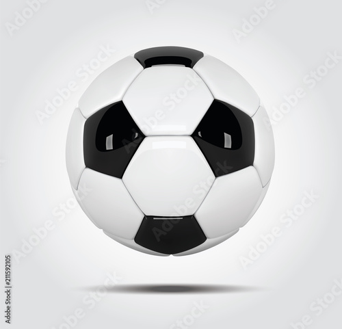 Realistic soccer ball or football ball on white background. 3d Style vector Ball on white background