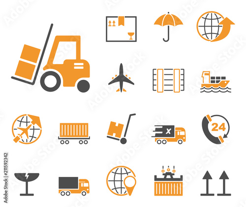 Logistik & Vertrieb - Iconset (in Grau/ Orange) 