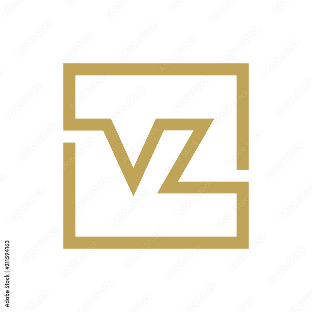 two letter logo line square VA TO VZ