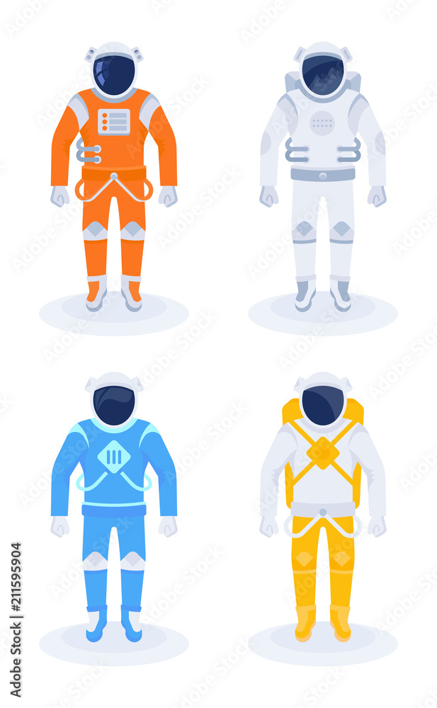  Astronaut and Cosmonaut on White Background