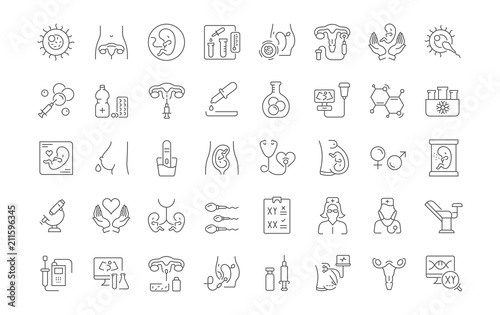 Set of Simple Icons of Test Tube Baby.