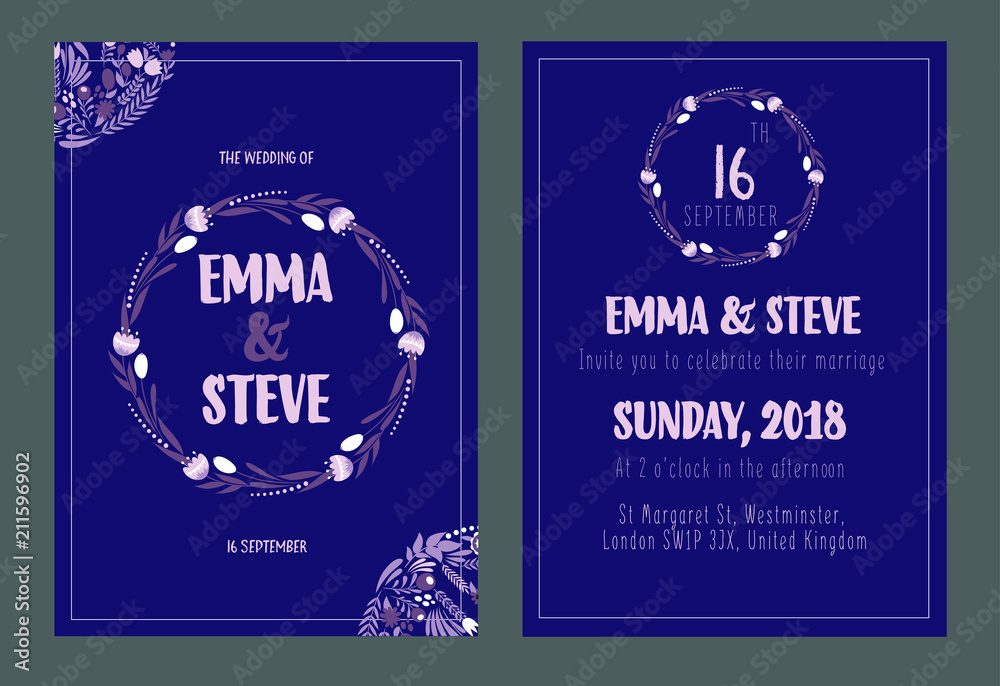 Wedding invitation template vector illustration