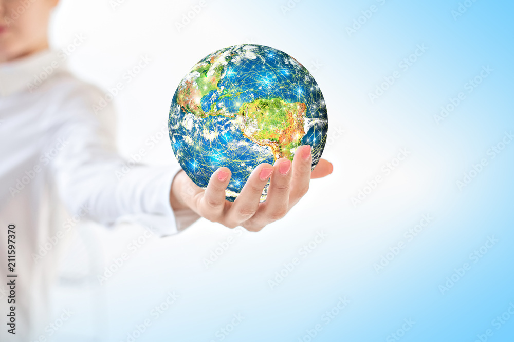 Earth from Space in hands, globe in hands Best Internet Concept of global business from concepts series. Elements of this image furnished by NASA. 3D illustration. Earth from Space in hands, globe in hands Best Internet Concept of global business from concepts series. Elements of this image furnished by NASA. 3D illustration.
