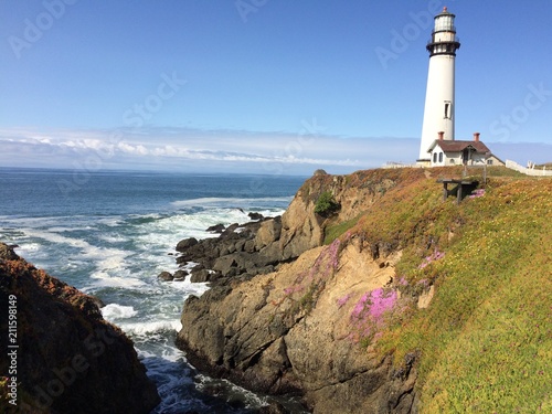 Pigeon point lighthouse at pacific ocean