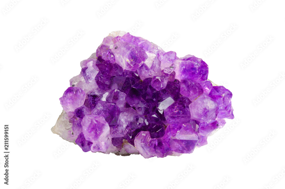 crystals of amethyst, Druze on a white background crystals of amethyst, Druze on a white background
