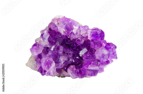 crystals of amethyst, Druze on a white background