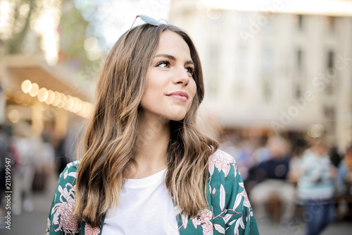 Girl walk on the street