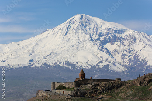 The best view on Hor Virap Monastery with Ararat Mount in background in Armenia.