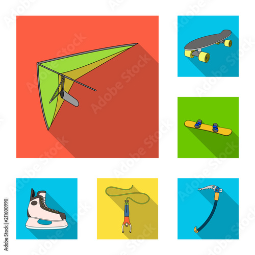 Extreme sport flat icons in set collection for design.Different kinds of sports vector symbol stock web illustration.