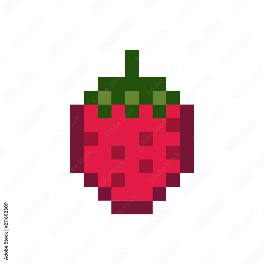 Obraz premium A strawberry pixelated fruit graphic