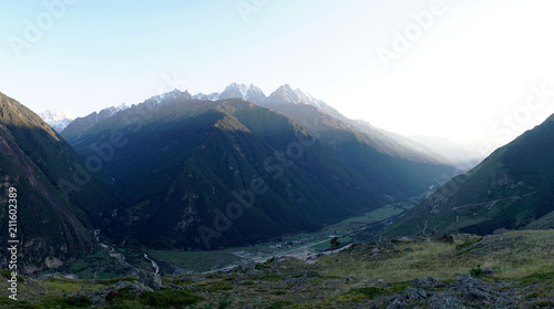 Beautiful Landscape of Caucasus mountain at sunny Day. Elbrus Region  North Caucasus  Russia