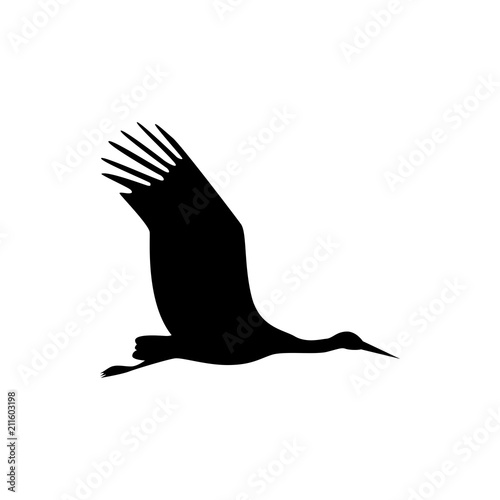 vector flying stork silhouette