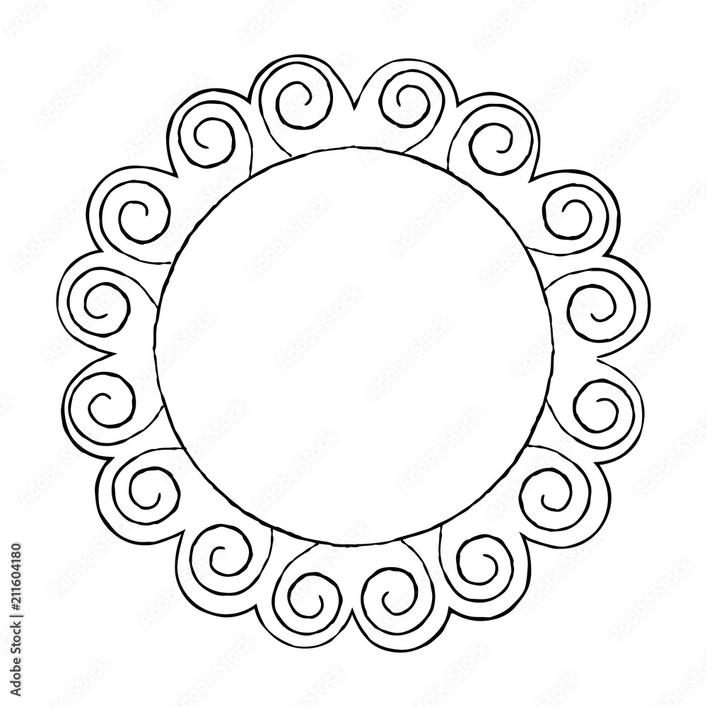 Round Doodle Line Art Frame Vector Set Round Doodle Line Art Frame Vector Set
