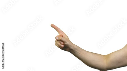 Male taboo gesture on white background