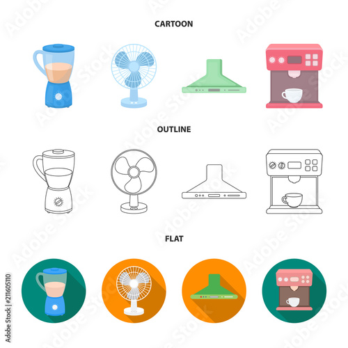 Blender, extractor and other equipment.Household set collection icons in cartoon,outline,flat style vector symbol stock illustration web.